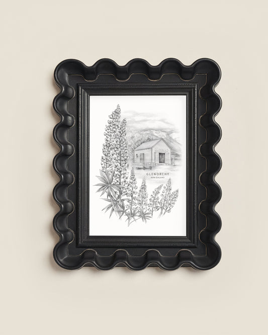Art print of drawing from Glenorchy in New Zealand. 